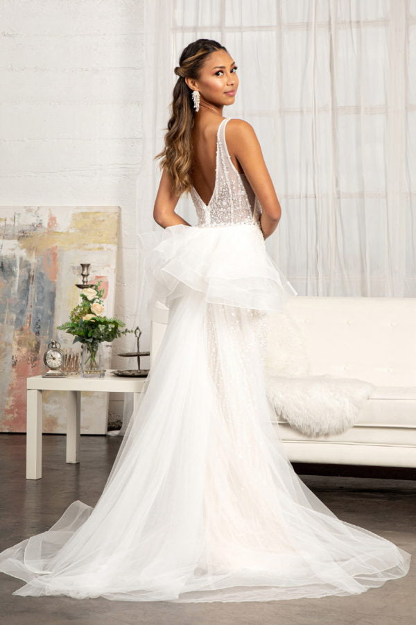 Fitted Floral Applique Wedding Gown by Elizabeth K GL3014 S / Ivory/Champagne Fitted Floral Applique Wedding Gown by Elizabeth K GL3014 S / Ivory/Champagne