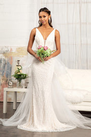 Fitted Floral Applique Wedding Gown by Elizabeth K GL3014