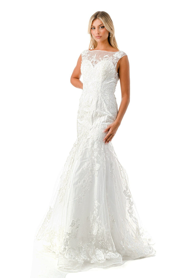 Fitted Floral Embroidered Bridal Gown by Coya MS0021