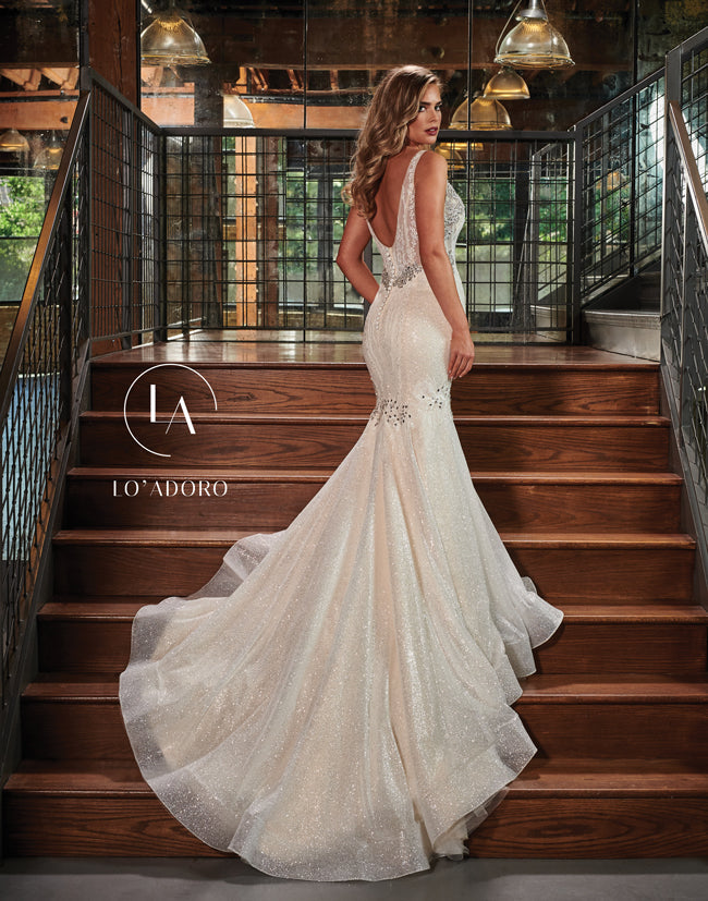 Fitted Illusion V-Neck Bridal Dress by Mary's Bridal M716