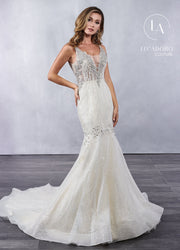Fitted Illusion V-Neck Bridal Dress by Mary's Bridal M716
