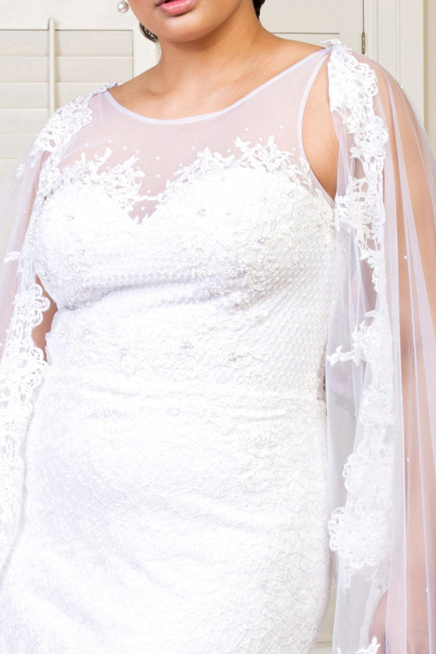 Fitted Lace Cape Wedding Gown by Elizabeth K GL1918