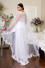 Fitted Lace Cape Wedding Gown by Elizabeth K GL1918
