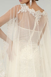 Fitted Lace Cape Wedding Gown by Elizabeth K GL1918