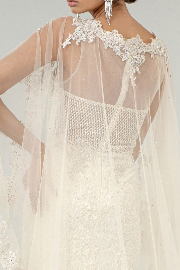 Fitted Lace Cape Wedding Gown by Elizabeth K GL1918