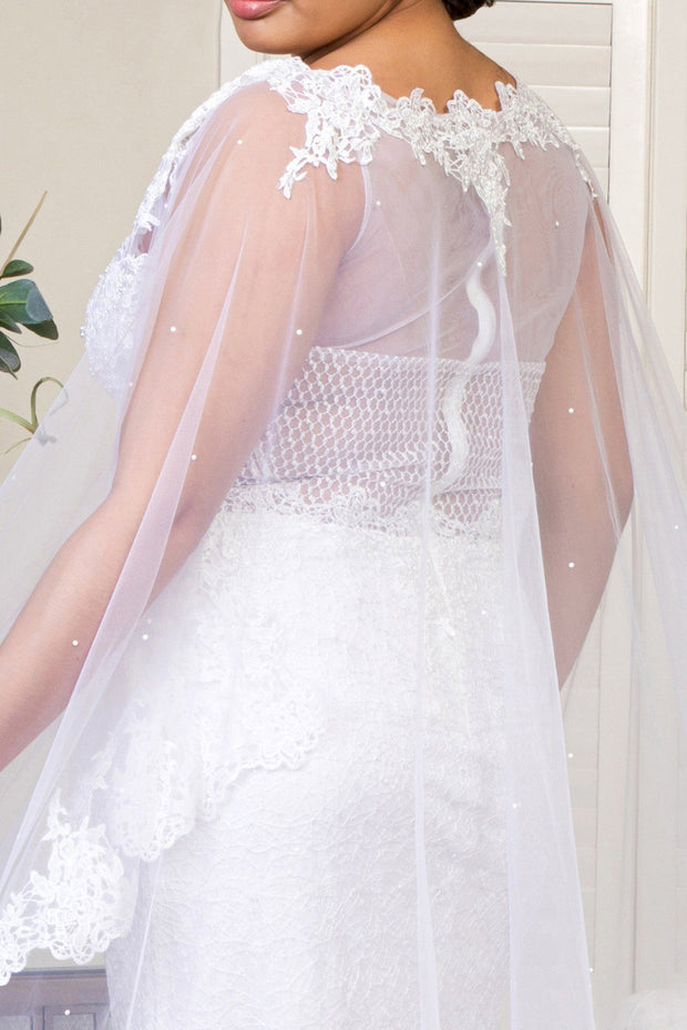 Fitted Lace Cape Wedding Gown by Elizabeth K GL1918