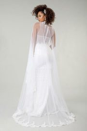 Fitted Lace Cape Wedding Gown by Elizabeth K GL1918