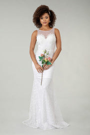 Fitted Lace Cape Wedding Gown by Elizabeth K GL1918