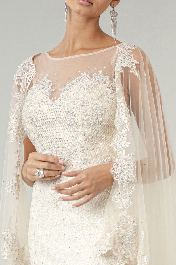 Fitted Lace Cape Wedding Gown by Elizabeth K GL1918