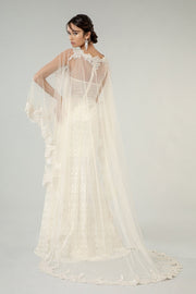 Fitted Lace Cape Wedding Gown by Elizabeth K GL1918