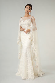 Fitted Lace Cape Wedding Gown by Elizabeth K GL1918