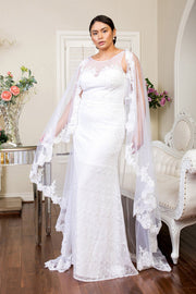 Fitted Lace Cape Wedding Gown by Elizabeth K GL1918