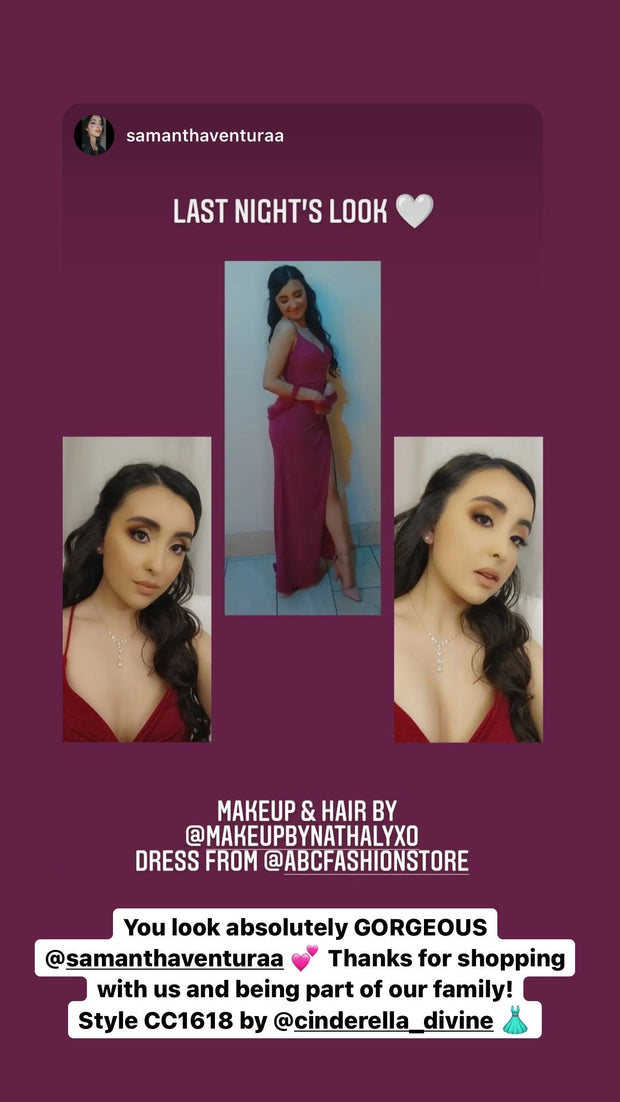 Fitted Lace-Up Glitter Gown by Cinderella Divine CC1618