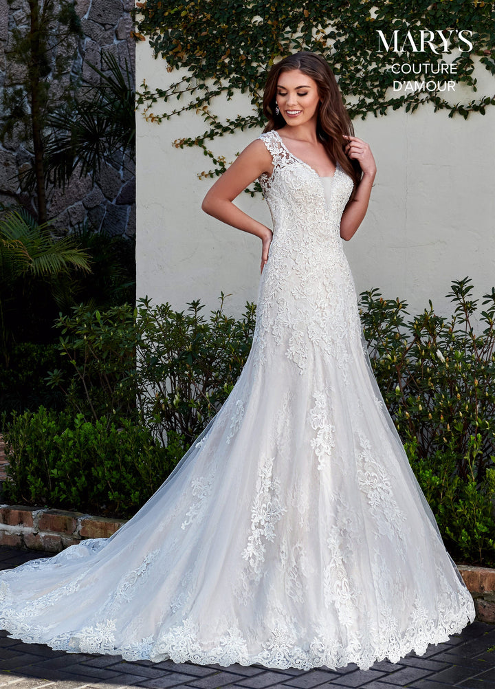 Fitted Lace Wedding Dress by Mary's Bridal MB4105