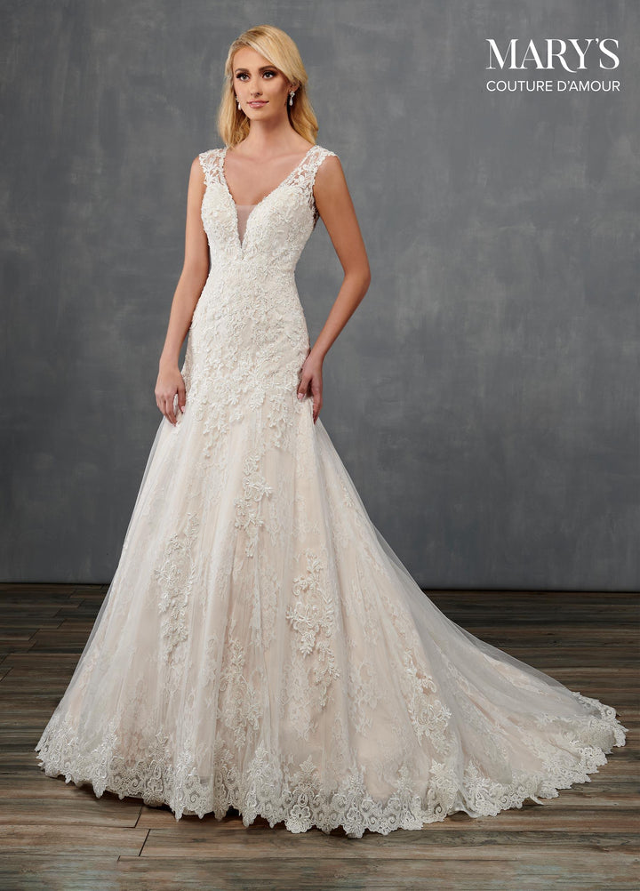 Fitted Lace Wedding Dress by Mary's Bridal MB4105