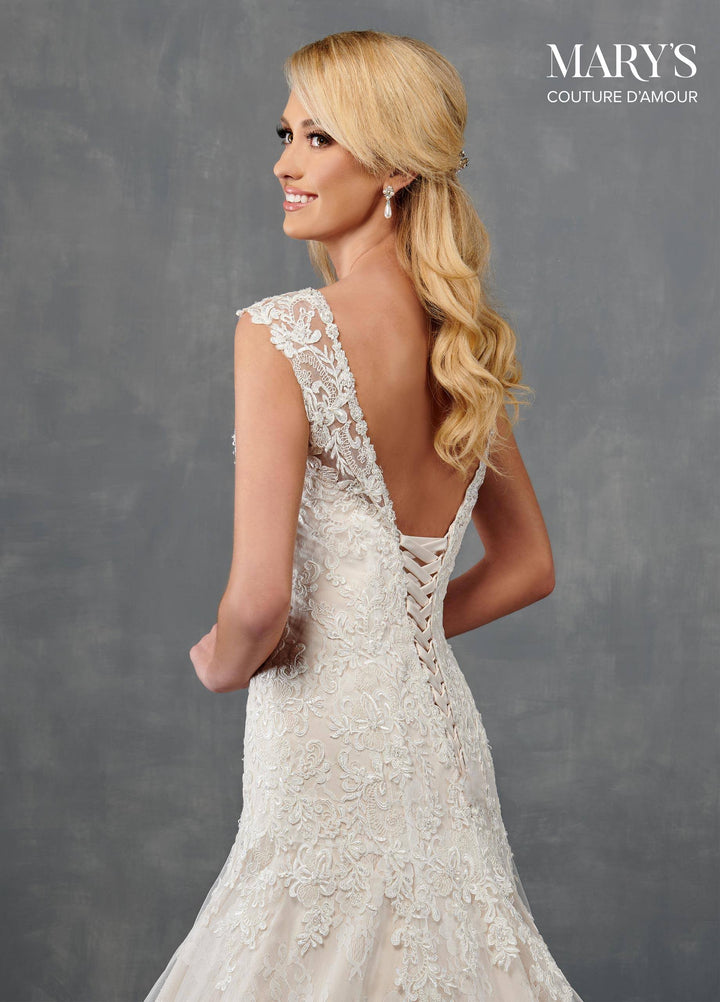 Fitted Lace Wedding Dress by Mary's Bridal MB4105