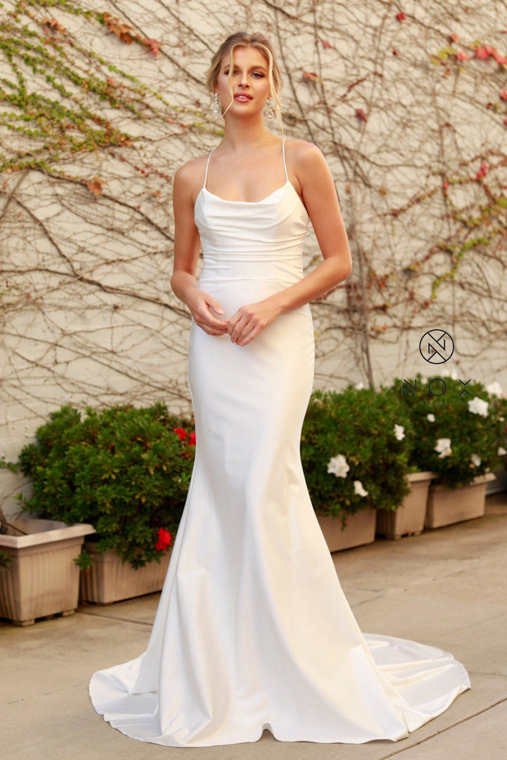 Fitted Long Cowl Neck Dress by Nox Anabel R472