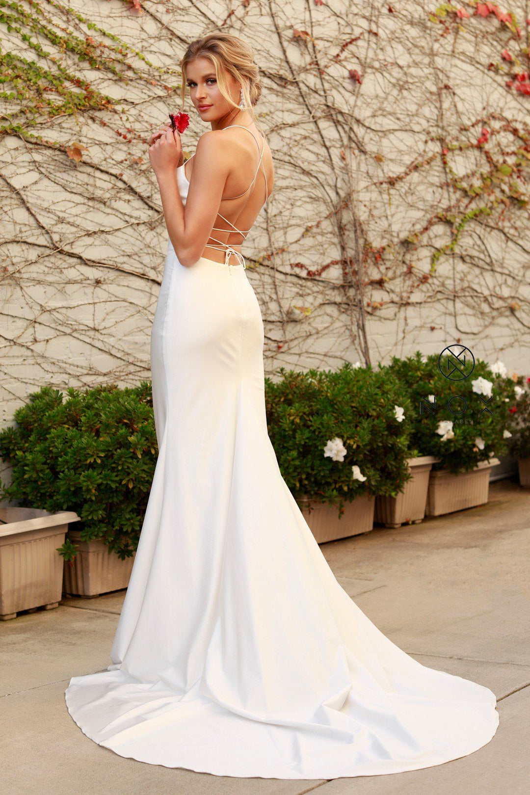 Fitted Long Cowl Neck Dress by Nox Anabel R472