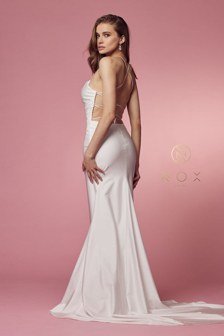 Fitted Long Cowl Neck Dress by Nox Anabel R472