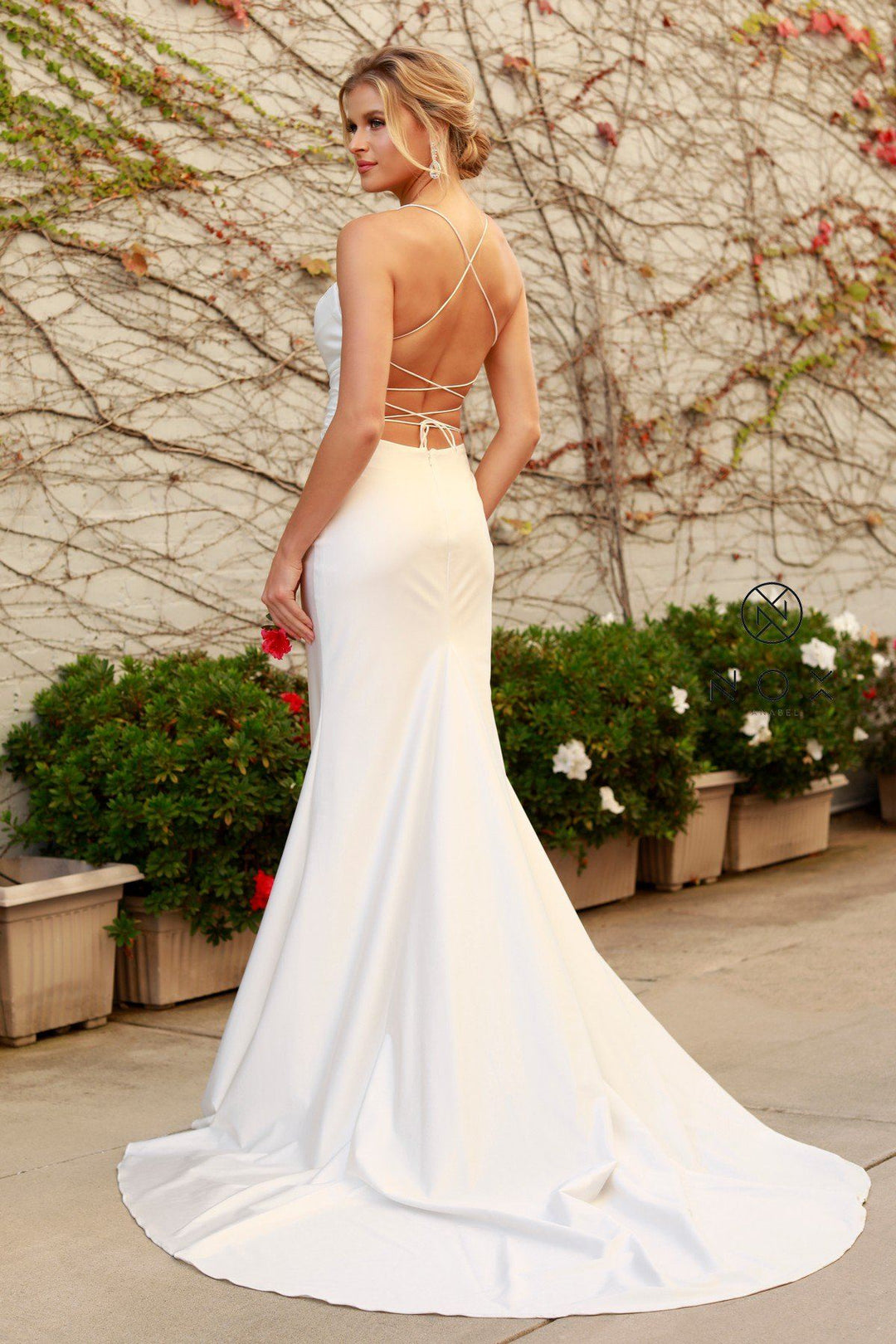 Fitted Long Cowl Neck Dress by Nox Anabel R472