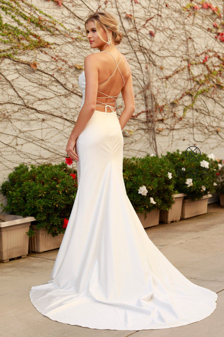Fitted Long Cowl Neck Dress by Nox Anabel R472