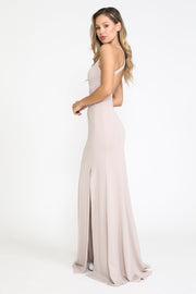 Fitted Long Deep V-Neck Dress by Poly USA 8298