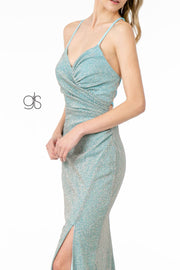 Fitted Long Glitter Crepe Dress with Corset Back by Elizabeth K GL1831