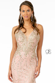 Fitted Long Glitter Dress with Corset Back by Elizabeth K GL2938
