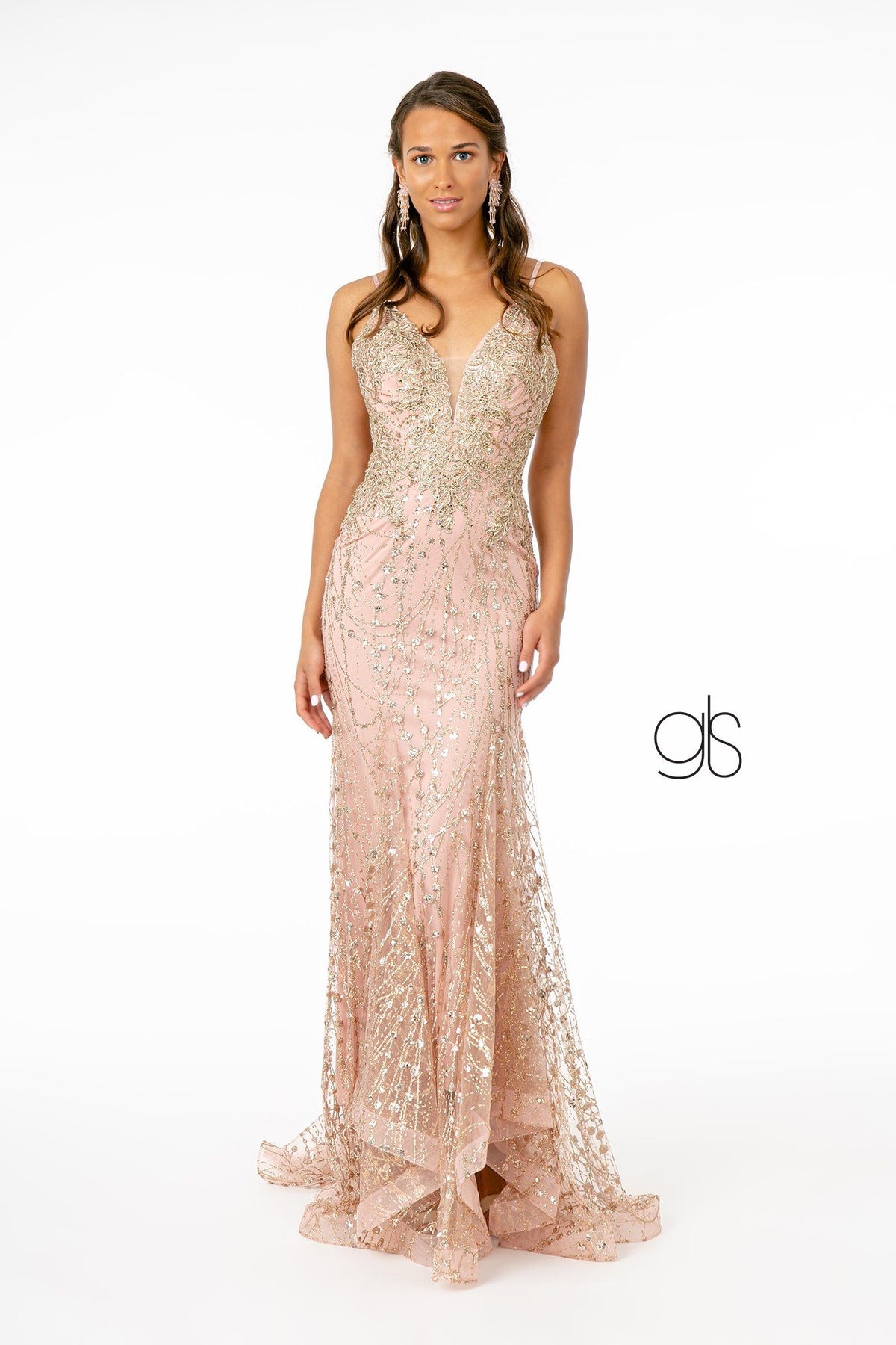 Fitted Long Glitter Dress with Corset Back by Elizabeth K GL2938 – ABC