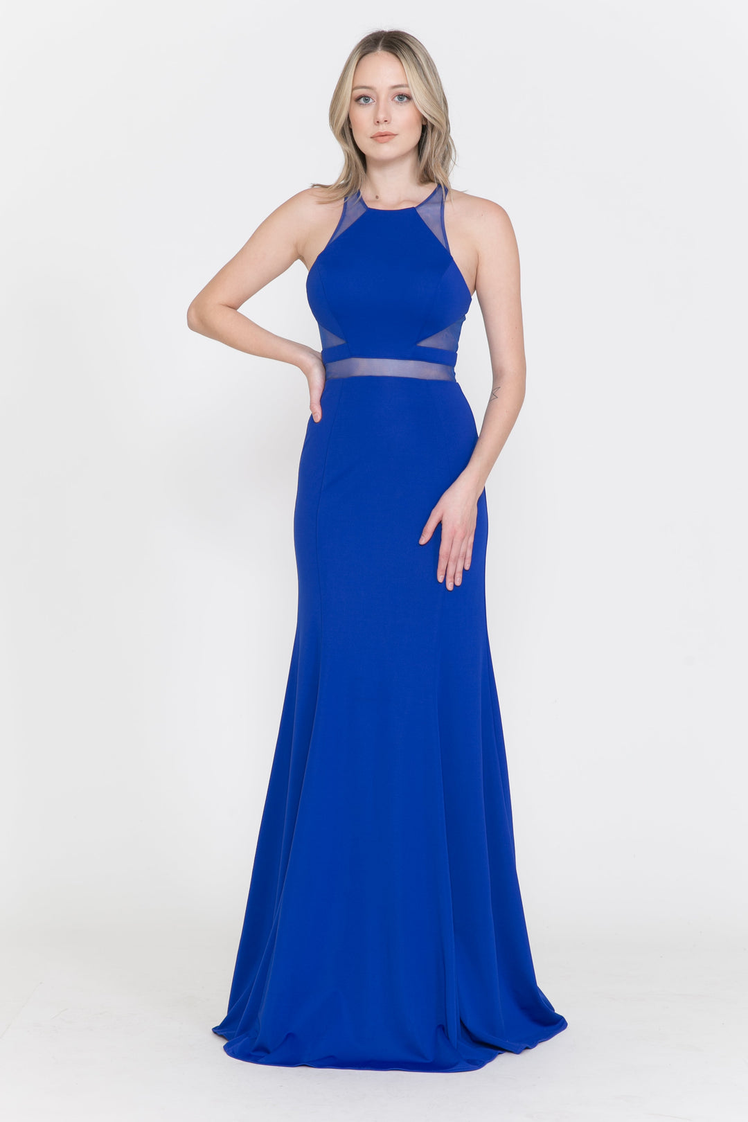 Fitted Long Illusion Cutout Dress by Poly USA 8054