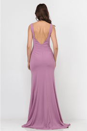 Fitted Long Jersey V-Neck Dress by Poly USA 8158