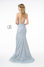 Fitted Long Metallic Floral Lace Dress by Elizabeth K GL2898