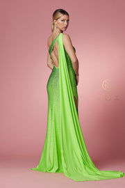 Fitted Long One Shoulder Dress by Nox Anabel E1039