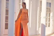 Fitted Long One Shoulder Dress by Nox Anabel E1039