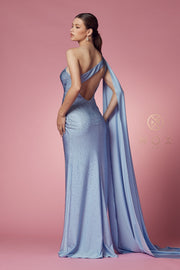 Fitted Long One Shoulder Dress by Nox Anabel E1039