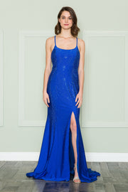 Fitted Long Rhinestone Dress by Poly USA 8894