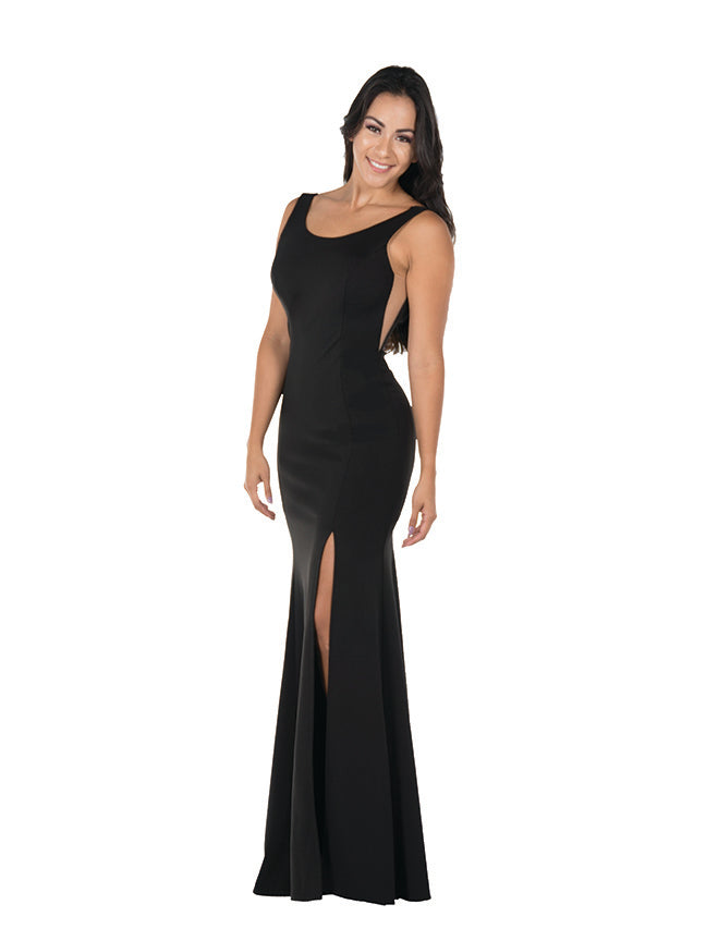 Fitted Long Sleeveless Jersey Dress by Poly USA 8168