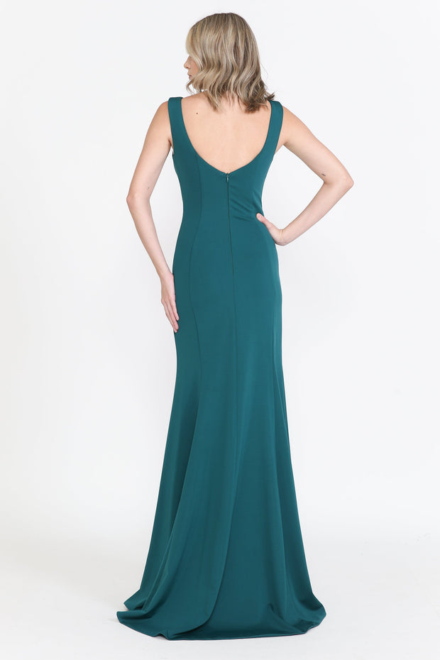 Fitted Long Sleeveless V-Neck Dress by Poly USA 8152