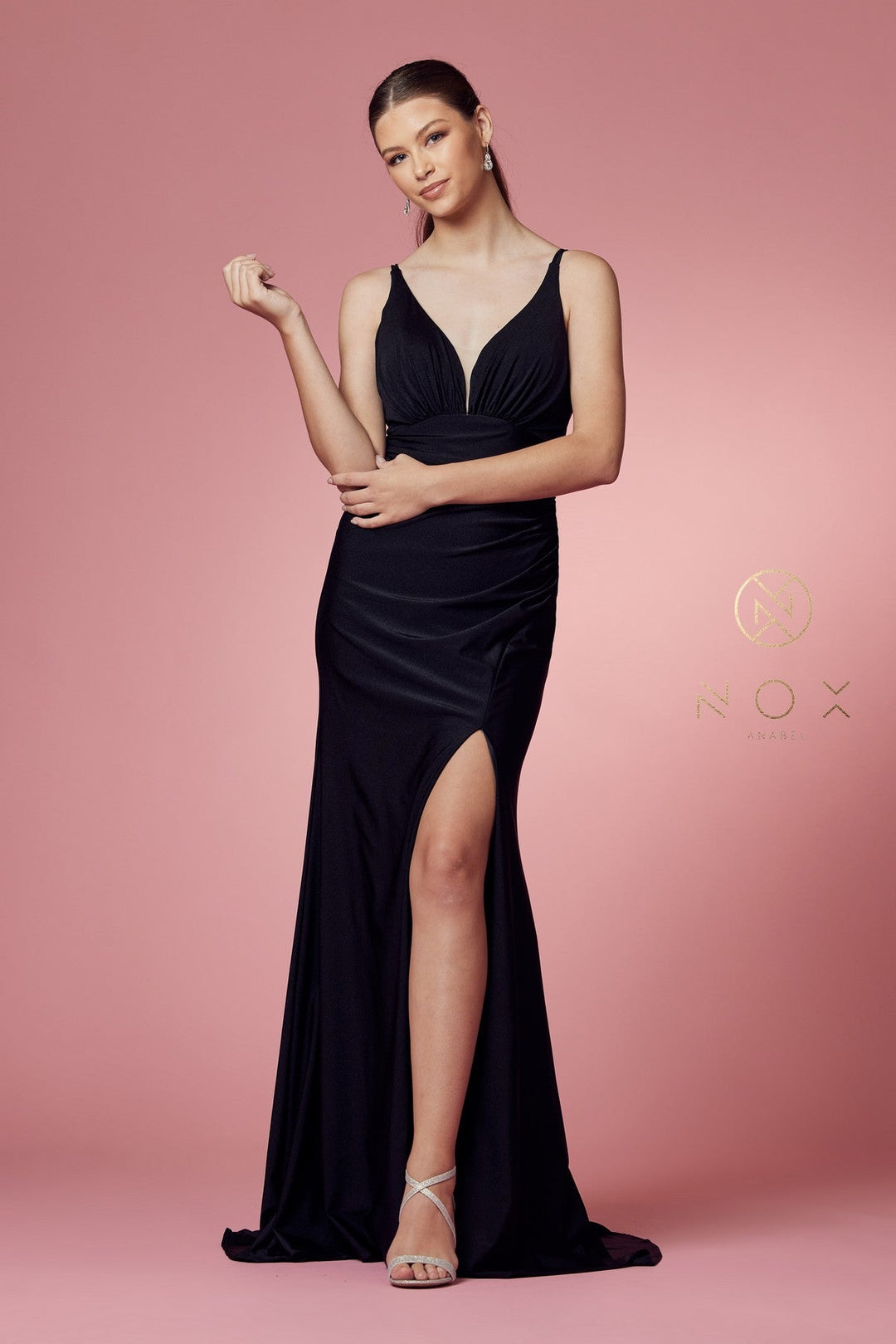 Fitted Long Strappy Back Dress by Nox Anabel E1035