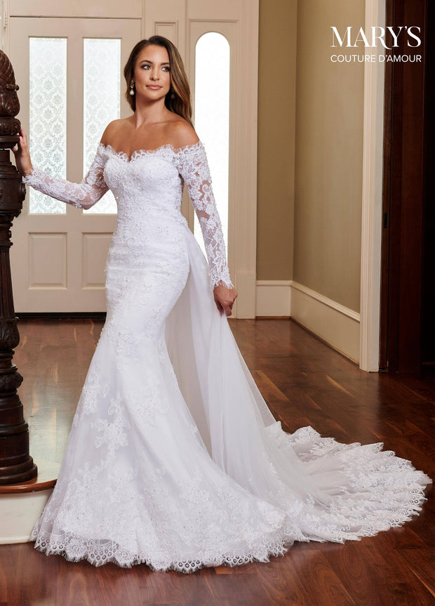 Fitted Off Shoulder Bridal Gown by Mary's Bridal MB4009