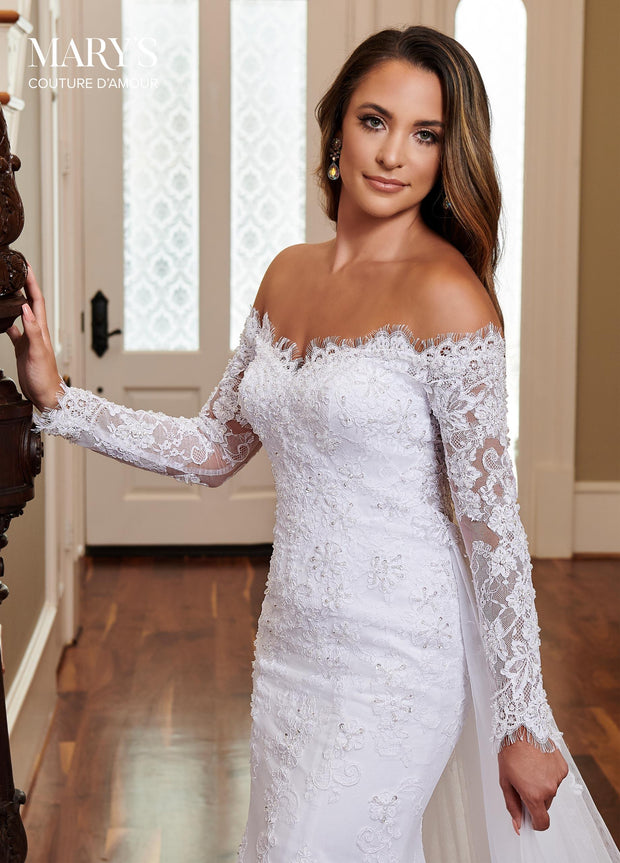 Fitted Off Shoulder Bridal Gown by Mary's Bridal MB4009