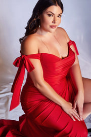 Fitted Off Shoulder Gown by Cinderella Divine CD943