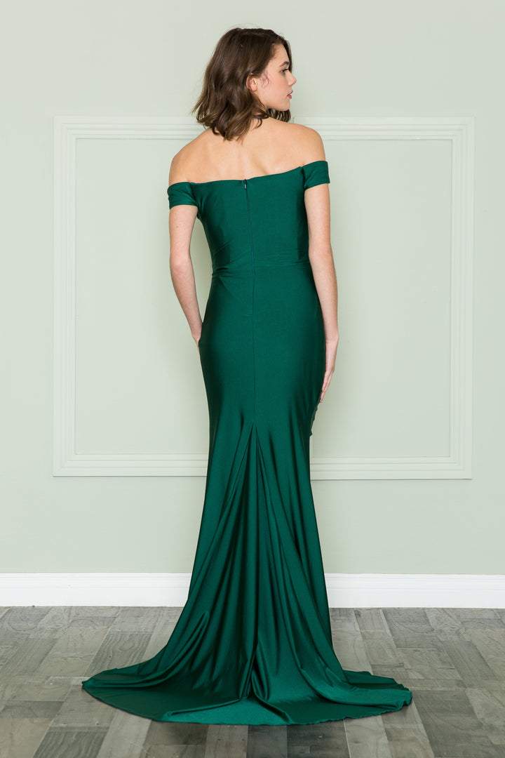 Fitted Off Shoulder Gown by Poly USA 8798