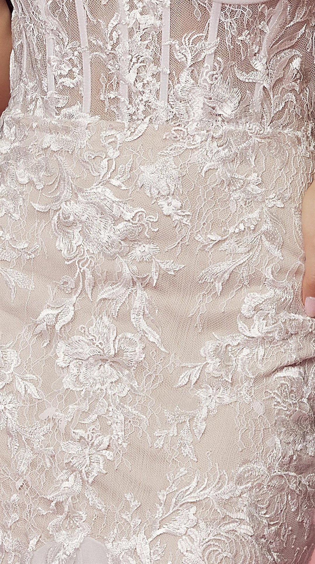 Fitted Off Shoulder Lace Gown by Nox Anabel JS924