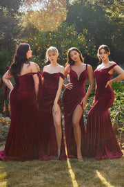 Fitted Off Shoulder Velvet Curve Gown by Ladivine CD236C