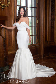 Fitted Off Shoulder Wedding Dress by Mary's Bridal M605