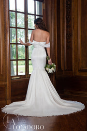 Fitted Off Shoulder Wedding Dress by Mary's Bridal M605