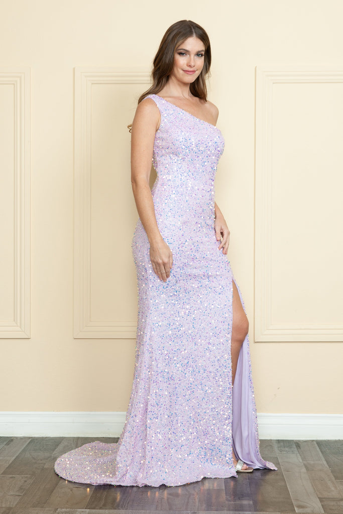 one shoulder sequin bridesmaid dress MACloth Women Bridesmaid Dresses One Shoulder Sequin Long Formal Gown Bridal Purple / Floor Length / US16