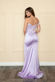 Fitted Sequin Bodice Corset Gown by Poly USA 9178