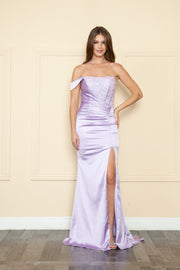 Fitted Sequin Bodice Corset Gown by Poly USA 9178
